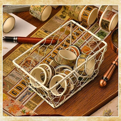 36 Rolls Vintage Washi Tape Pack Retro Arts Adhesive Tapes Wide Chronicle Decorative Masking Tape Sets for Craft, Kids, Scrapbook, DIY, Gift Wrapping (Globetrotting)