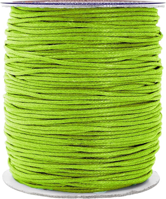 Mandala Crafts 1.5mm 109 Yards Yellow Green Cotton Waxed Cord for Jewelry Making Bracelet Cord Waxed String - Beading String Thread Jewelry Cords for Necklaces String
