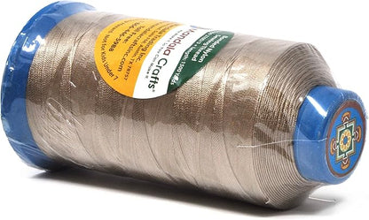 Mandala Crafts Bonded Nylon Thread Khaki Heavy Duty Sewing Threads - 1500 YDs Size 69 210D T70 Tex 70 Thread for Leather Jeans Weaving Outdoor Marine Upholstery Threads
