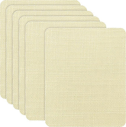 Azobur Coarse Linen Repair Patches, 6 Piece Self-Adhesive Linen Fabric Patches, Multi Color, Can be Used for Linen Sofa Repair and Linen Clothes Repair, Quick Fix Sofa.(Cream-Yellow)