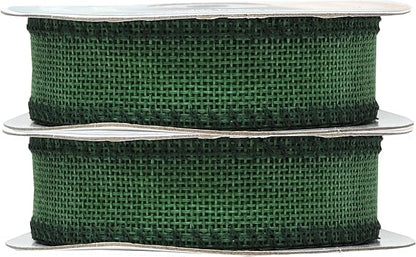 Mandala Crafts Green Burlap Ribbon 1 Inch Wide Jute Ribbons for Crafts - 20 Yds Roll Rustic Burlap Wrap Trim Ribbons for Wreaths Bows Wedding Party Decoration