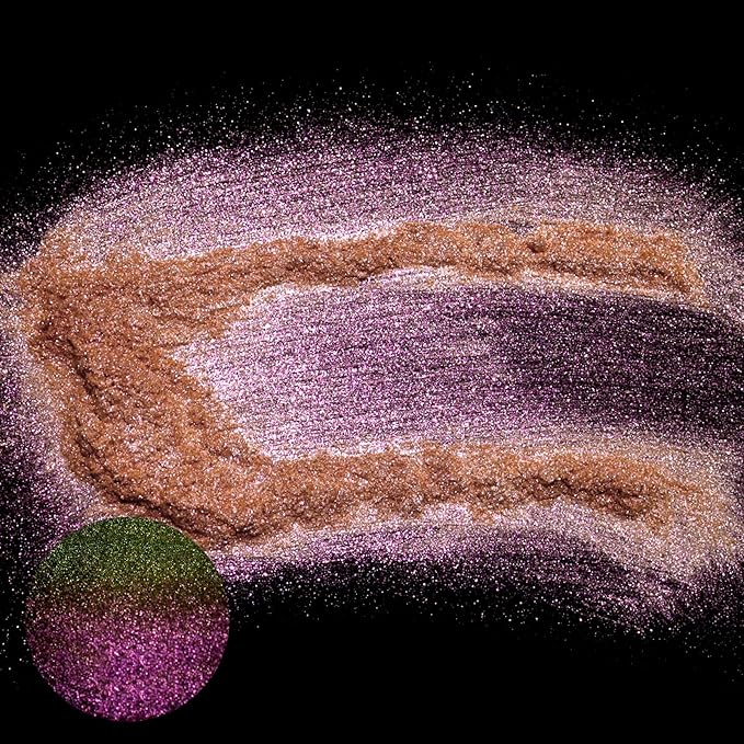 Matio Chameleon Mica Powder, 1.06oz/ 30g Champagne Coral Chrome Powder, Pearlescent Effect Color Shift Pigment for Resin Craft, Soap Candle Dye, Nail Art, Makeup,Bath Bomb,Paint,Slime Pigment