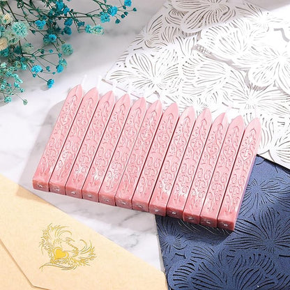 Yoption 12 Pcs Rose Gold Sealing Wax Sticks with Wicks for Wax Seal Stamp, Wedding Invitations, Gift Wrapping, Christmas