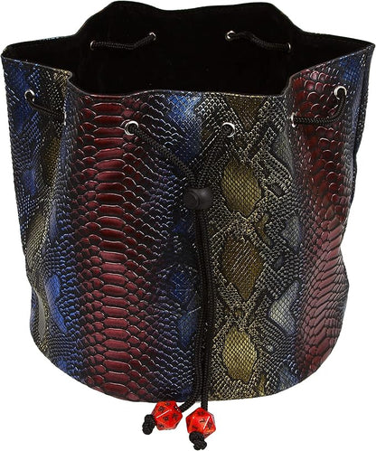 Forged Dice Co. Pouch of The Endless Hoard Dice Bag - Holds Over 1,000 Polyhedral Dice - Dice Storage Bag with 7 Pockets - Perfect for Bulk Dice - Rainbow Dragon Skin
