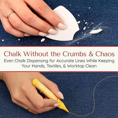Fabric Markers for Sewing – Ergonomic Tailors Chalk Pen with Improved Dosing Wheel for Sharp Lines - Washable Sewing Chalk Marking Pens that are Compatible with Most Fabrics - Yellow 1 Pack