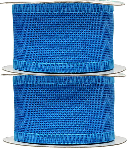 Mandala Crafts Sky Blue Burlap Ribbon 2 Inches Wide Jute Ribbons for Crafts - 20 Yds Roll Rustic Burlap Wrap Trim Ribbons for Wreaths Bows Wedding Party Decoration