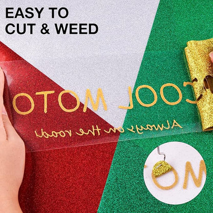 HTVRONT Gold Glitter HTV Heat Transfer Vinyl Rolls - 10" x 8ft Gold Glitter HTV Vinyl for Shirts, Glitter Iron on Vinyl for All Cutting Machine - Easy to Cut & Weed for Heat Vinyl Design (Gold)
