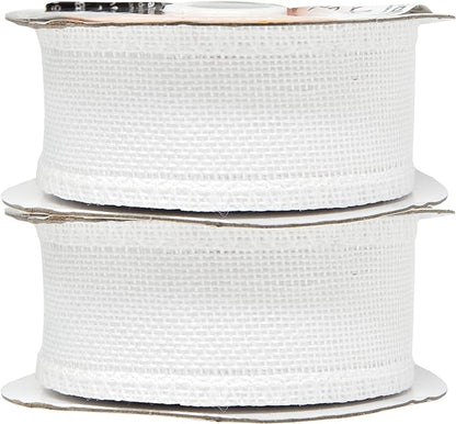Mandala Crafts White Burlap Ribbon 1.5 Inches Wide Jute Ribbons for Crafts - 20 Yds Roll Rustic Burlap Wrap Trim Ribbons for Wreaths Bows Wedding Party Decoration