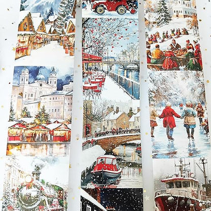 Washi Tape Set,3 Rolls City Landscape Stickers for Journaling,Christmas Washi Tape Stickers for Junk Journal Supplies,Scrapbooking,Notebook,Phone Case,DIY Craft(Victoria)