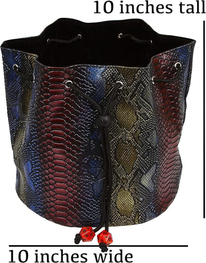 Forged Dice Co. Pouch of The Endless Hoard Dice Bag - Holds Over 1,000 Polyhedral Dice - Dice Storage Bag with 7 Pockets - Perfect for Bulk Dice - Rainbow Dragon Skin