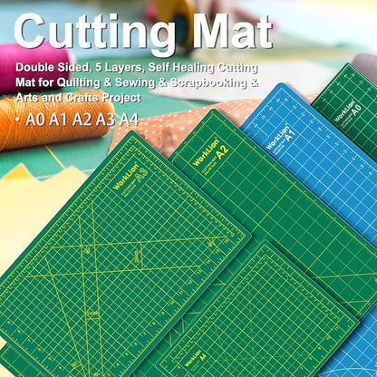 WORKLION 12" x 18" Art Self Healing PVC Cutting Mat, Double Sided, Gridded Rotary Cutting Board for Craft, Fabric, Quilting, Sewing, Scrapbooking Project……