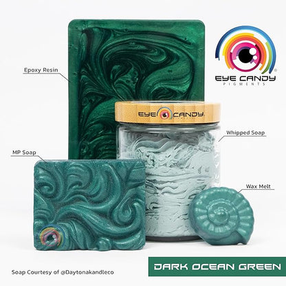 Eye Candy Pigments Premium Green Mica Powder - Dark Ocean Green (50gr) - for Epoxy, Resin, Soap, Paint, Woodworking, Acrylic Pouring, Bath Bombs, Fishing Lures - DIY Arts and Crafts Additive