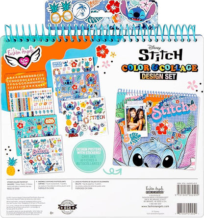 Fashion Angels Disney Stitch Color & Collage Design Set, Includes 15 Colorable Posters & 7 Sticker Sheets, Ideal Crafts Activity for Kids Ages 8 and Up