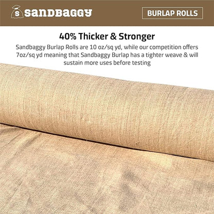 Sandbaggy Burlap Fabric Roll | 40 Inch by 300 ft | Great for Garden, Yard, Wedding, Craft, Decorating Tables | Constructed from Industrial Grade Burlap Fiber | 30% Thicker Than Competition (2 Rolls)