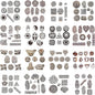 Wooden Printing Stamps Assorted Design - Handcarved Indian Textile Printing Blocks [ Pack of 37 Assorted Pc from 200 Design ] Wood Stamps for Tattoo Clay Pottery Cards Henna HASHCART®