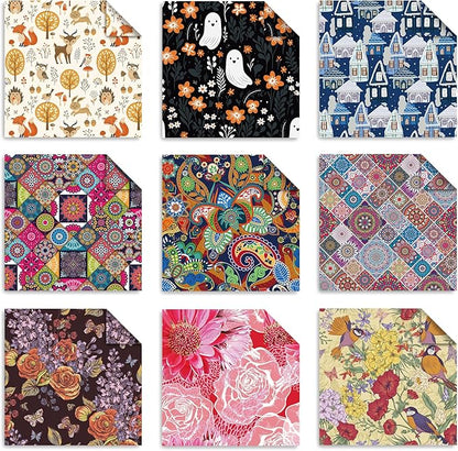 Origami 6x6 Paper Kit 150 Sheets 150 Vivid Colors Double Sided Same Printed Traditional Patterns Square for Arts Crafts Projects Japan Traditional Chiyo.Bohemian