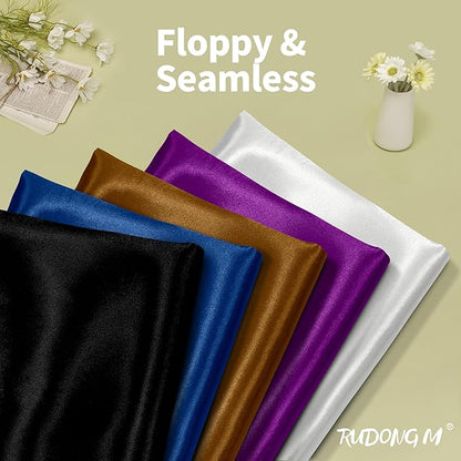 RUDONG M Black Satin Fabric by The Yard, 5 Yard x 60 Inch Wide Silky Charmeuse Satin Fabric, Soft Satin Fabric for Wedding Decorations, Bridal Dress, Sewing, Accessories, DIY Crafts