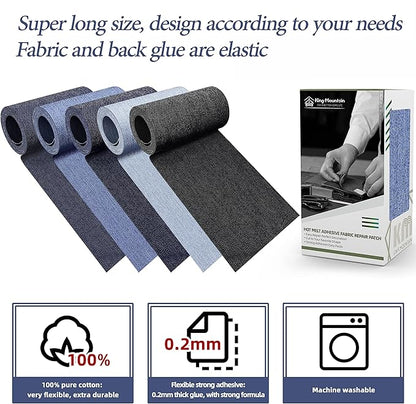 KING MOUNTAIN Iron-on Repair Patch,3"x60"100% Cotton Denim Iron-on Repair Patch, Jeans and Clothing Repair and Decoration Kit (Sky Blue)