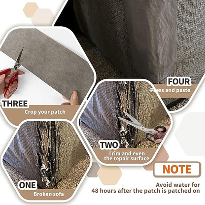 Azobur Sofa Repair Patch - Oversized Microfiber Patch, Self Adhesive Fabric, Super Cost-Effective Combination (Brown)