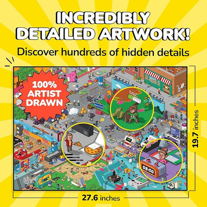 Odd Pieces Jigsaw Puzzles 1000 Pieces - Magic Mystery Story Secret Ending Puzzle - Perfect Game Night for Adults & Kids - Pixel Art Gamer Movie TV Show Superhero Theme (Glitch)