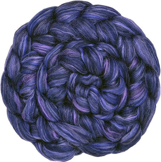 Merino Silk Luxe Tonal Designer Blend. Superfine Merino, Mulberry Silk, Tussah Silk. Top Roving for Spinning or Felting. Twilight Orchid 4oz