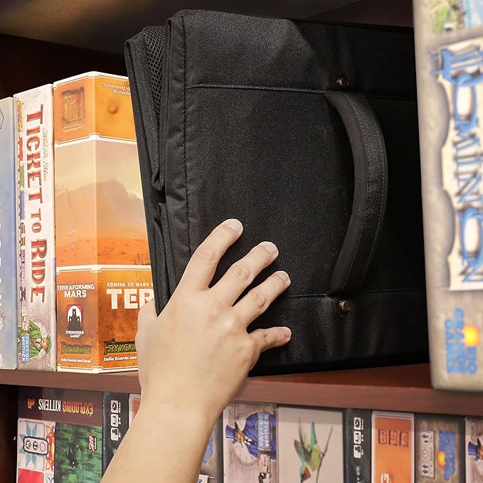 ENHANCE Board Game Shoulder Bag - Reinforced Board Game Storage with Padded Shoulder Strap and Accessories Pockets for Dice, Cards, More - Carrier Protects Tabletop Adventures