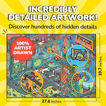 Odd Pieces Jigsaw Puzzles 1000 Pieces - Magic Mystery Story Secret Ending Puzzle - Perfect Game Night for Adults & Kids - Funny Space Cartoon Theme (AstroGastro)