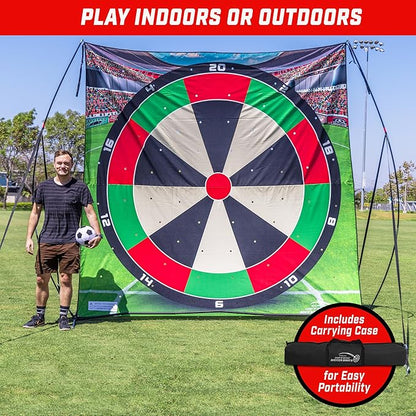 GoSports 10 FT Chip N' Stick Soccer Darts - Giant Kick Darts Game for Kids & Adults - Includes 4 Sticky Soccer Balls, Tote Bag, & Carry Case