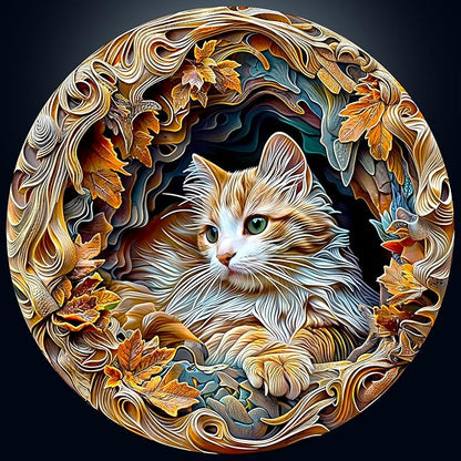 masseruon Puzzles for Adults 1000 Pieces-Cat Puzzle-26.6 * 26.6in Round Jigsaw Puzzels with HD Matte Finish-Hard Difficult Puzzel for Adult-Challenging Gift for Puzzel Lovers Home Decor
