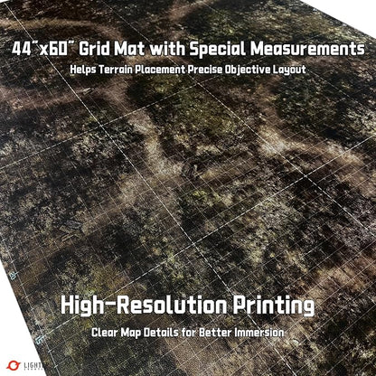 44'' x 60'' Battle Mat Gridded War-Gaming Mat for WHAoS - Made of Synthetic Leather, 1.1mm Thickness (Blighted Gloommoor)