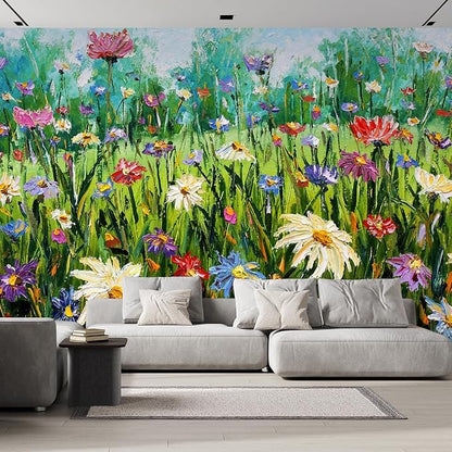 wall26 Wall Sticker/Wall Mural Wildflower Abstract, Not Peel and Stick, Non-Woven Wallpaper Decorative for Bedroom, Living Room, Office - 120x144 inches