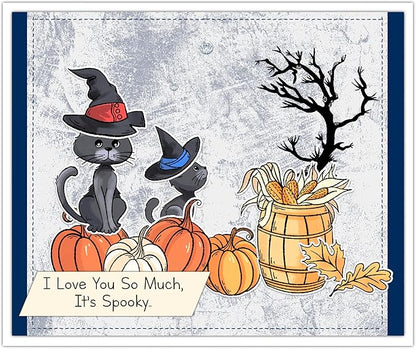 Halloween Clear Silicone stampReusable Stamp with Pumpkins, Skulls, Bats, Santa Claus, and Holiday Designs. Used for Making Cards, scrapbooks, and DIY templates (Halloween Cat)