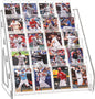 Elevated 5 Tier Clear Acrylic Card Display Stand for Trading Cards, Sports Cards, Greeting Cards, Stickers – Slanted Holder for PSA Slabs, Vendors, Collectors & Retail (5 Tier 1 Pack)