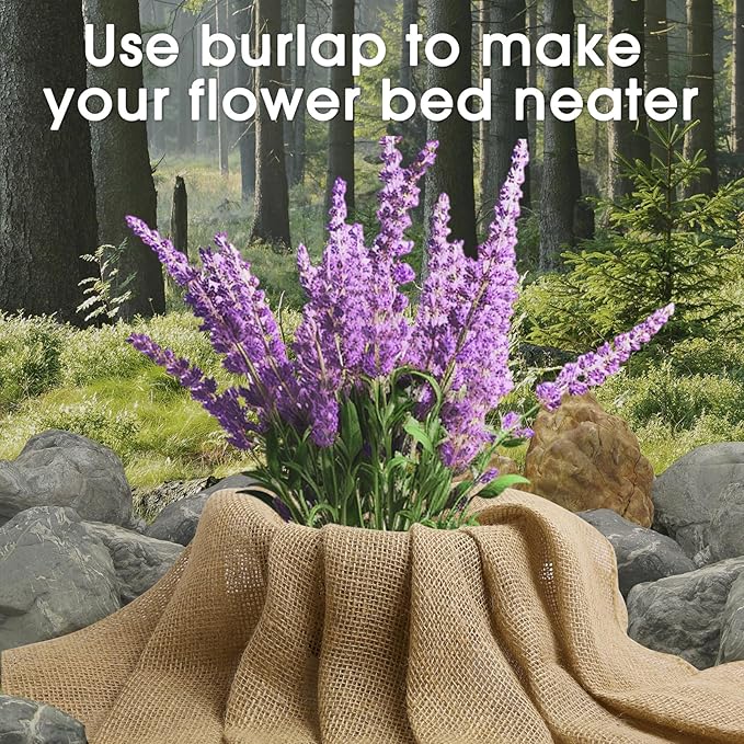 Burlap Fabric - Garden Burlap Fabric Roll Natural Jute Outdoor Fabric Burlap Weed Barrier Trees Trunk Wrap for Crafts Farmhouse Gardening Table Decor for Crafts (19.7" x 30 Feet)