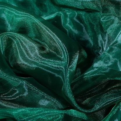 Fynite Organza Fabric | 10 Yards Long | 44" Wide | Bridal Solid Organza Bolt for Wedding Dress Fashion Craft Decorations - Silky Shiny Sheer Organza - Hunter Green