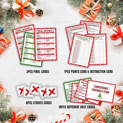 Christmas Friendly Feud Game, Funny Christmas Party Games, Friendly Feud Trivia Quiz for Family, Winter Xmas Holiday Party Supplies for Adults -09