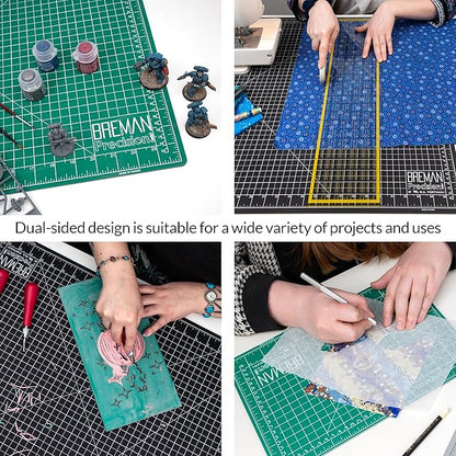 Breman Precision Self Healing Cutting Mat 9x12, 12x18, 18x24 Inch - 3-Pack Rotary Mats for Crafts - 2 Sided 5 Ply PVC Self Healing - Fabric Cutting Mat for Sewing