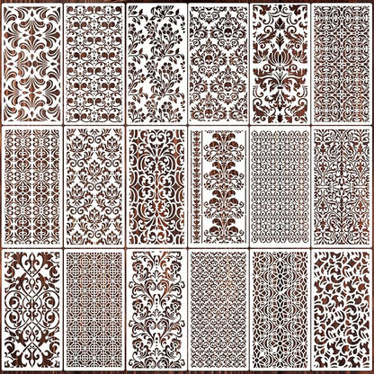Damask Stencils for Crafts Reusable Texture Stencils Mixed Media Stencil Background Drawing Templates for Painting on Wood Wall Fabrics Crafts Furniture