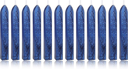 Yoption 12Pcs Sealing Wax Sticks with Wicks, Antique Blue Totem Fire Manuscript Seal Wax Sticks for Wax Seal Stamp (Blue)