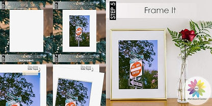 Mat Board Center, Pack of 25, 8x10 for 5x7 Black Picture Mat Sets - Acid Free, 4-ply Thickness, Bevel Pre-Cut White Core - Includes Backing Boards and Clear Bags - for Pictures, Photos, Framing
