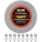 Stainless Steel Cable for Railing - 100FT 1/4" T316 Wire Rope with Clamps and Thimbles - 7 x 19 Strands 6700 LBS Breaking Strength for Outdoor Deck Railing Zipline