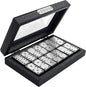 Bucher&Rossini Metal Surface Dominoes Set Double 6 - Classic Black Domino's Game Set with Silver Metal Surface for Adults and Kids Ideal Gift for Domino Players or Family Game Night