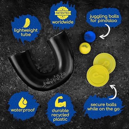 pindaloo Original Skill Game Toy with 2 Balls- Gifts for Kids and Adults Indoor & Outdoor Games, Ball Toys for Boys, Girls, & Teens - Gift Ideas, Fun Stuff, Develops Motor & Juggling Skills -Blue