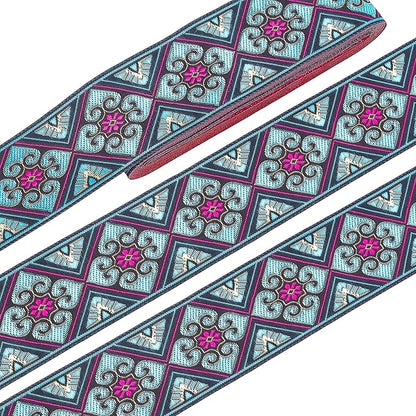 PH PandaHall 2 Inch Embroidered Woven Ribbon, 7 Yards Vintage Jacquard Ribbon Boho Flowers Straps Fabric Trim for Bohemian Persian Clothes Bag Holiday Christmas Decor Gift Wrap Decor