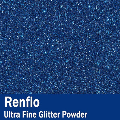 Renfio Ultra Fine Glitter Powder Metallic Resin Glitter 2.11 Oz (60g) PET Flakes Crafts Sequins 1/128" 0.008" 0.2mm Epoxy Chips Flakes for Tumblers Slime Decoration - Yale Blue