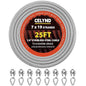 Stainless Steel Cable for Railing - 25FT 1/4" T316 Wire Rope with Clamps and Thimbles - 7 x 19 Strands 6700 LBS Breaking Strength for Outdoor Deck Railing Zipline