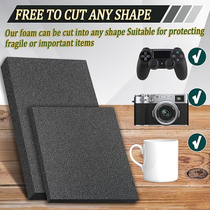 8 Pack Polyethylene Foam Pads for Packing Foam Sheets 2 Size Cuttable High Density Cushioning Inserts Protective Foam for Packing Cases and Crafts- 16" X 12" X (0.4" and 1")
