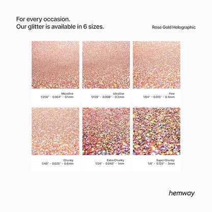 Hemway Glitter for Resin 100g Rose Gold Holographic Metallic Crystals for Epoxy Craft Super Chunky Flakes Tumblers Wax Melt