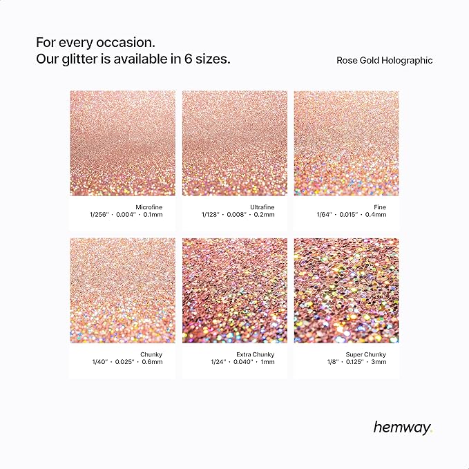 Hemway Polyurethane & Epoxy Resin Glitter 100g / 3.5oz Metallic Crystal Flake Additive for Flooring Jewelry Tumblers Glass Pigment - Fine (1/64" 0.015" 0.4mm) - Rose Gold Holographic