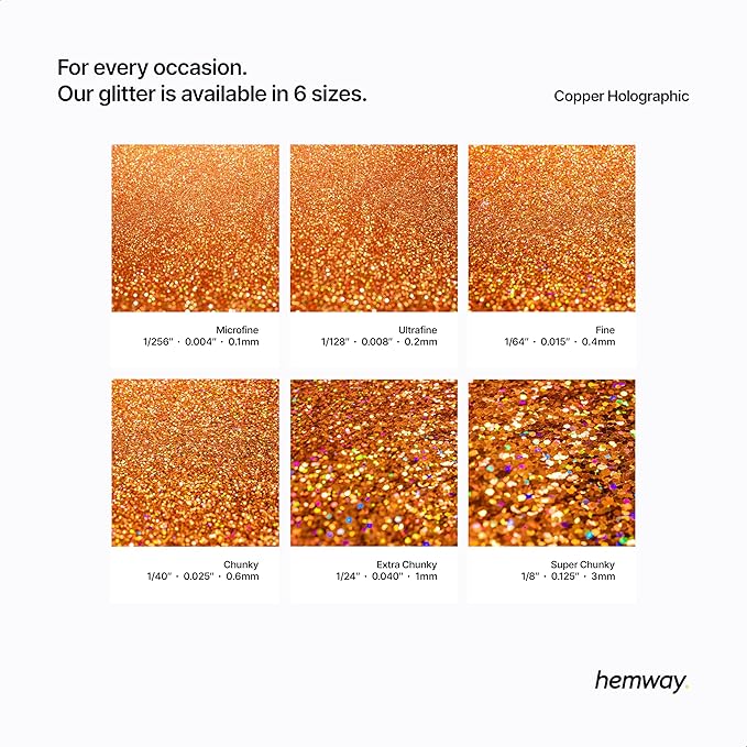Hemway Polyurethane & Epoxy Resin Glitter for Arts, Crafts, Tumblers, Flooring, Woodwork, Decorating and Resin Projects 100g - Copper Holographic